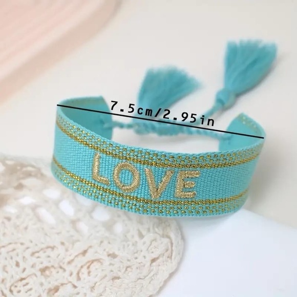 Hope Bohemia Embroidery letter tassel Bracelet handmade Adjustable Rope - Picture 5 of 7